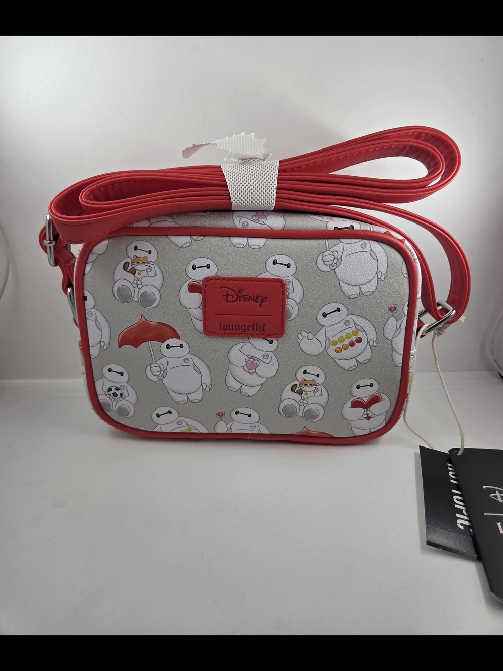 Loungefly Baymax Pattern Crossbody Bag in Red and Light Gray